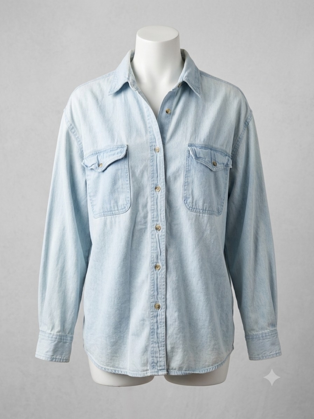 Terra Light Wash Denim Shirt - Pale Blue